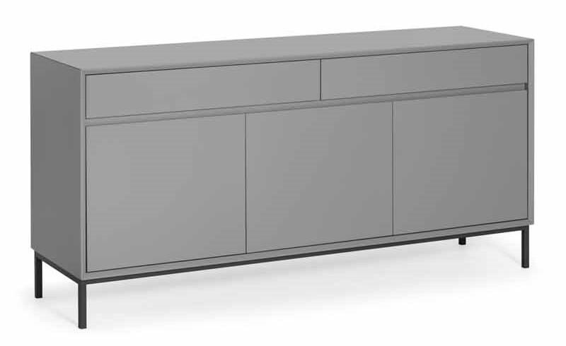 Sideboard Fiete 160 cm - Grau matt lackiert mit Metalluntergestell