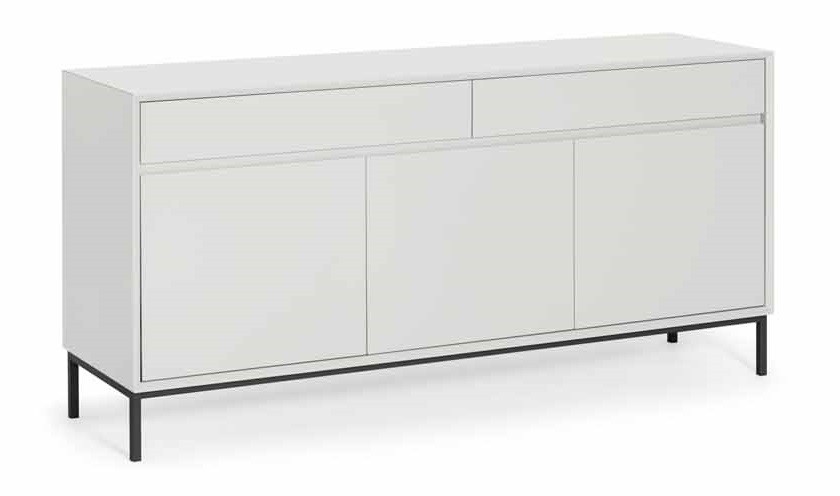 Sideboard Fiete 160 cm - Hellgrau matt lackiert mit Metalluntergestell